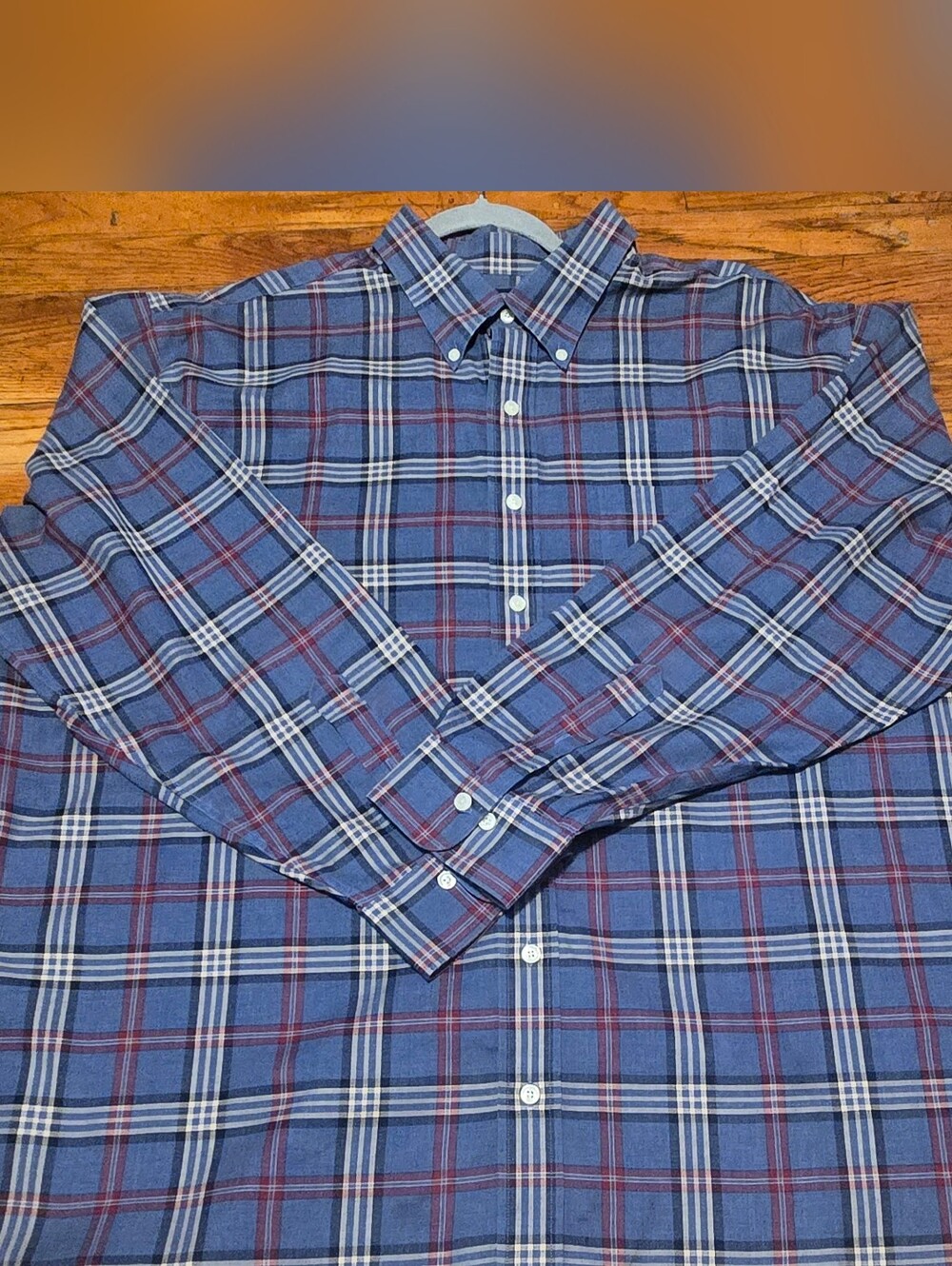 Brooks Brothers Shirt Men's 2XL Blue Plaid Non-iron Madison Twill Button Up- 2XL